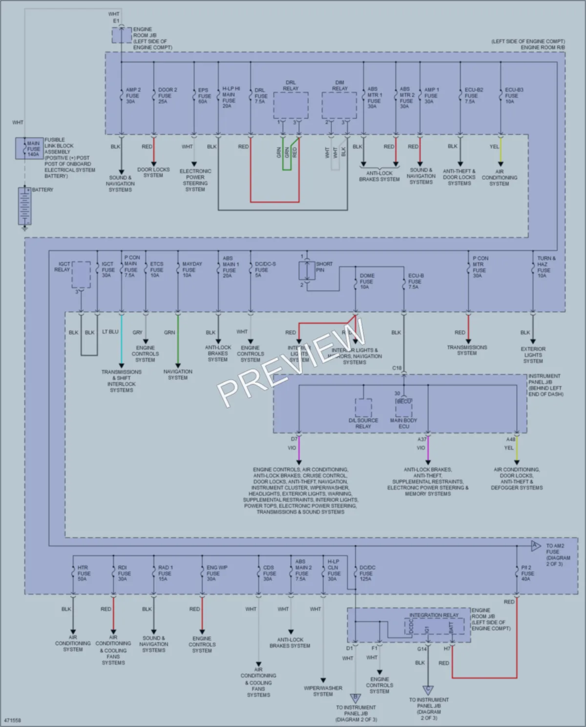 2015 Lexus CT200h Power Distribution wiring diagram preview