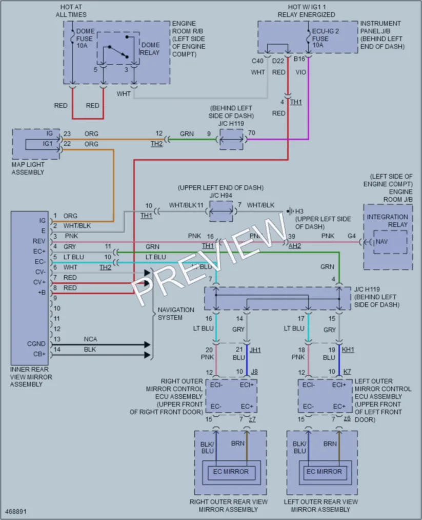 2015 Lexus CT200h Power Mirrors wiring diagram preview