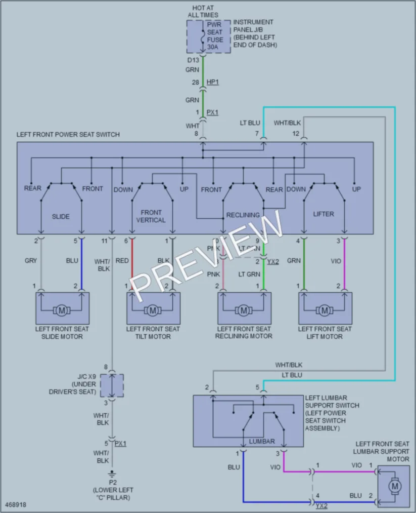 2015 Lexus CT200h Power Seats wiring diagram preview