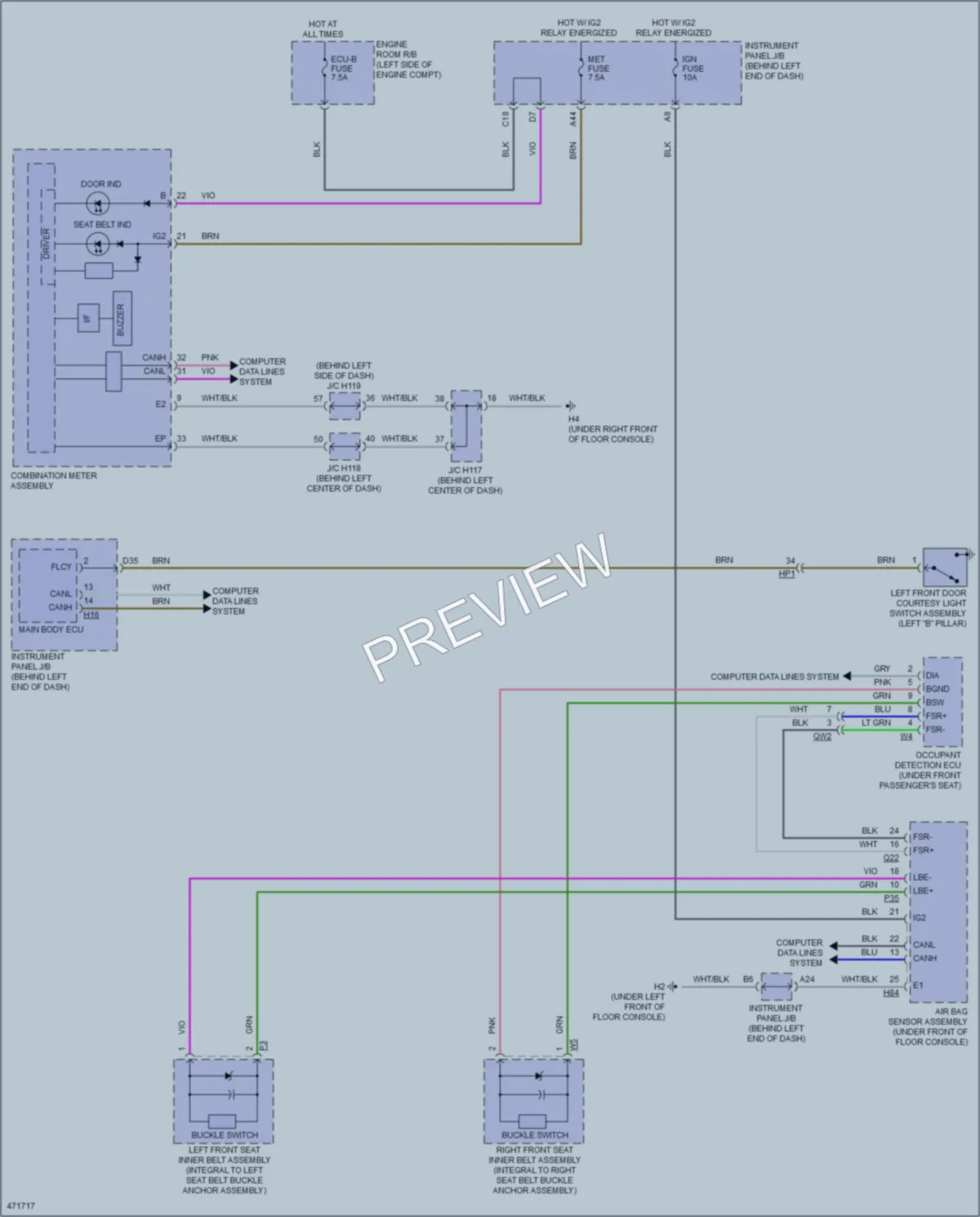 2015 Lexus CT200h Warning Systems wiring diagram preview