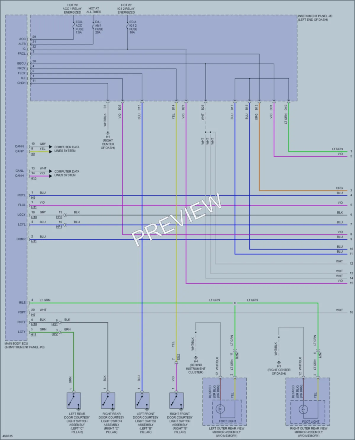 2015 Lexus ES300h Interior Lights wiring diagram preview
