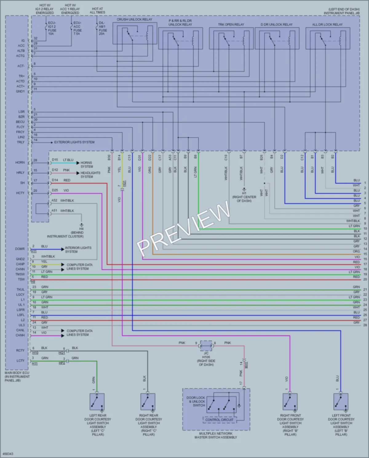 2015 Lexus ES300h Power Door Locks wiring diagram preview