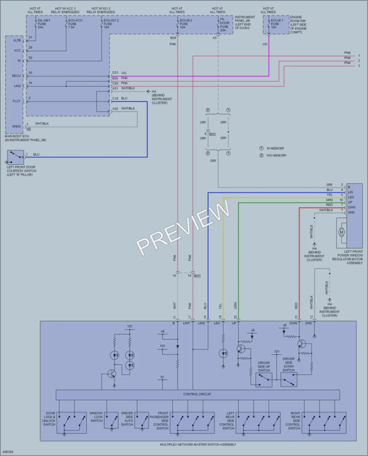 2015 Lexus ES300h Power Windows wiring diagram preview