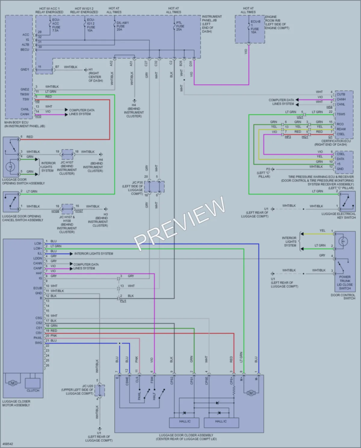 2015 Lexus ES300h Trunk Tailgate Fuel Door wiring diagram preview