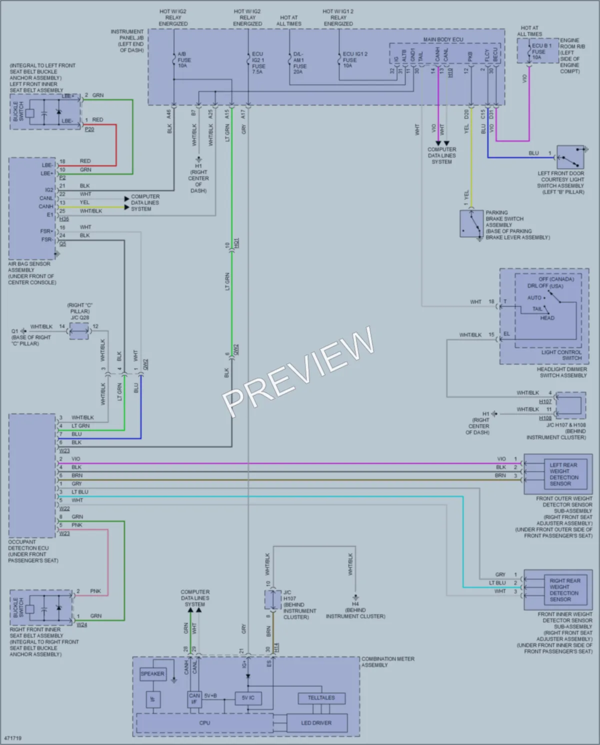 2015 Lexus ES300h Warning Systems wiring diagram preview