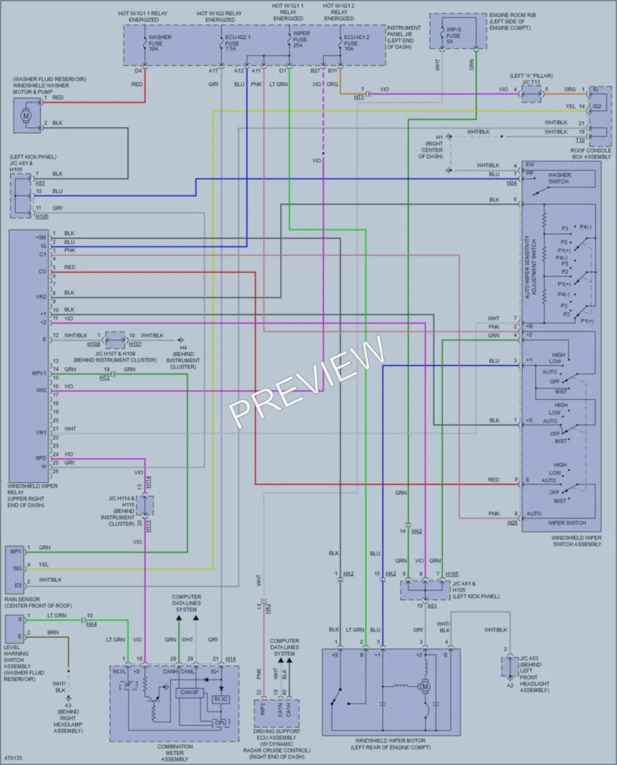 2015 Lexus ES300h Wiper Washer wiring diagram preview