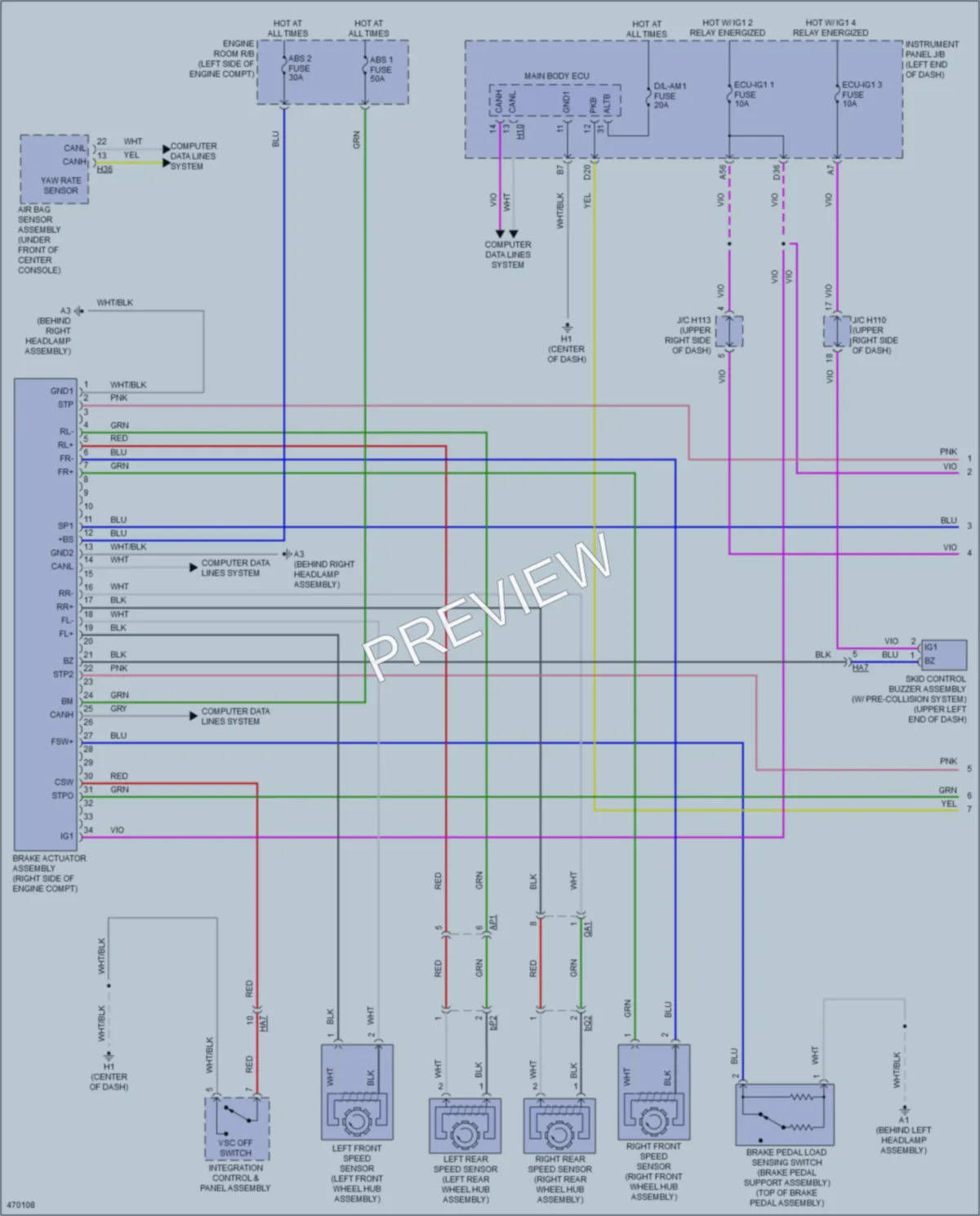 2015 Lexus ES350 Anti Lock Brakes wiring diagram preview