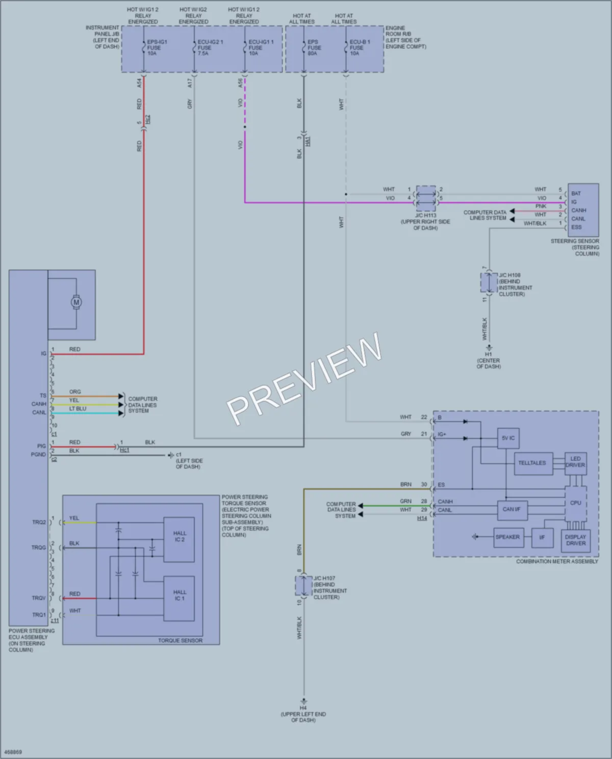 2015 Lexus ES350 Electronic Power Steering wiring diagram preview