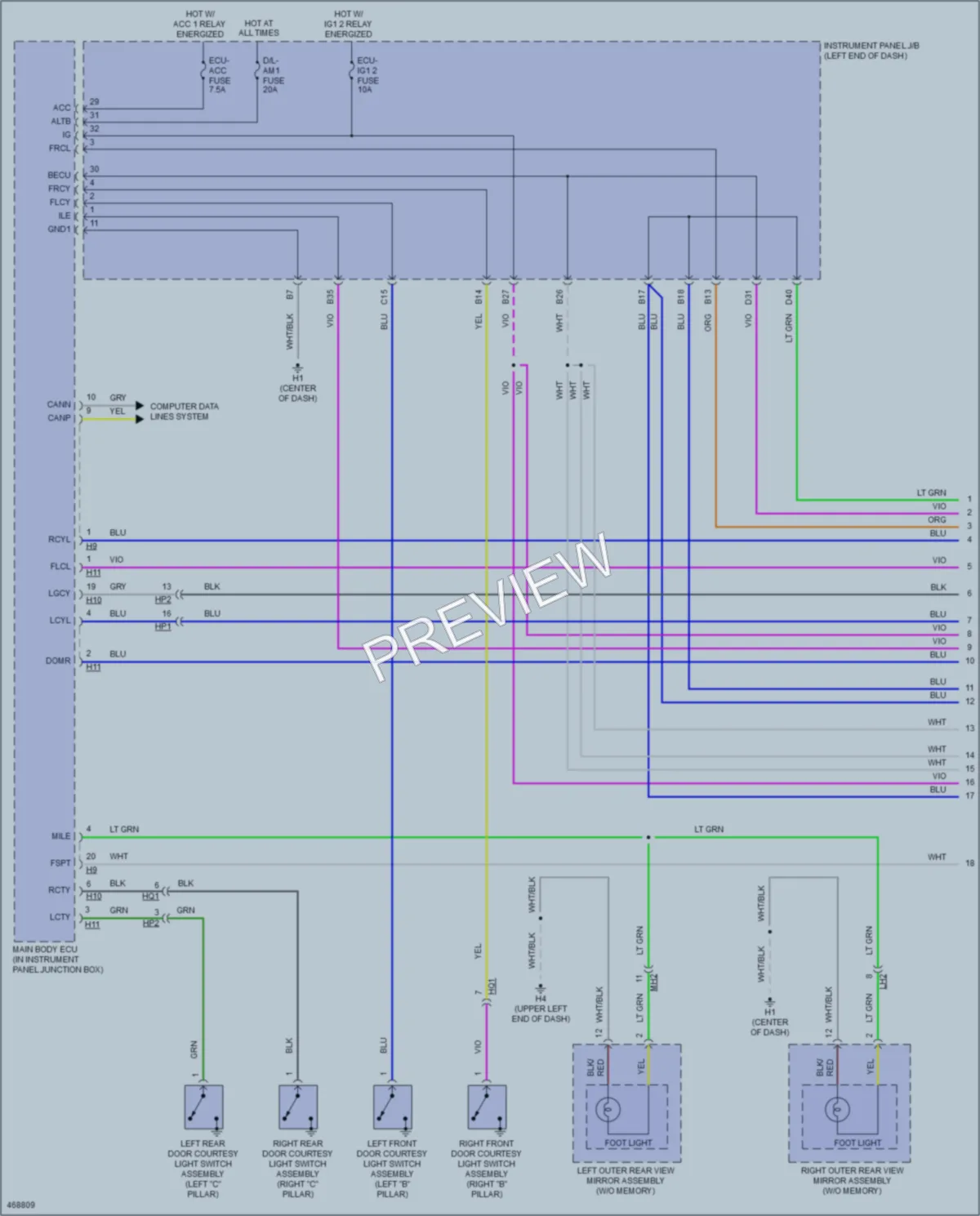2015 Lexus ES350 Interior Lights wiring diagram preview