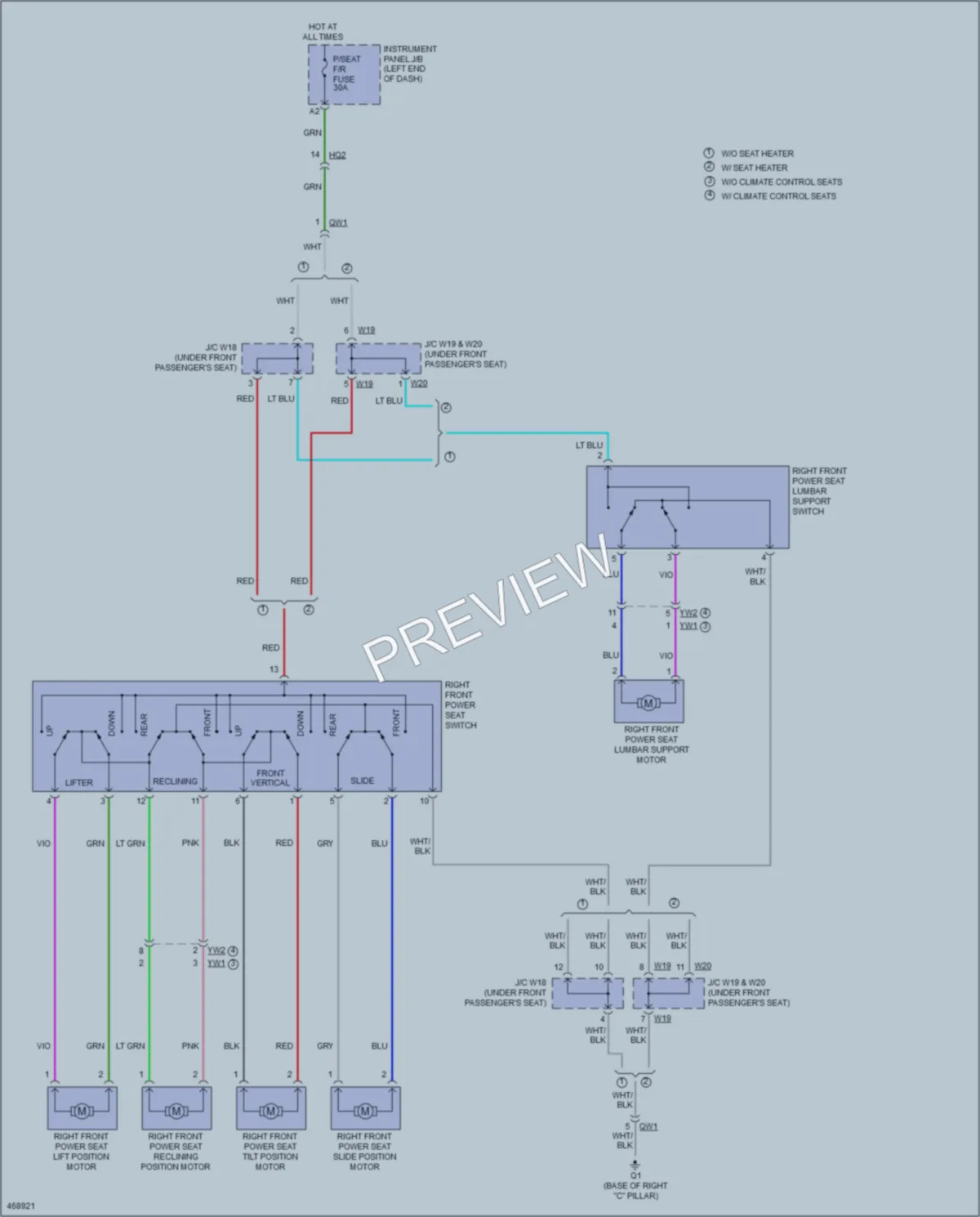 2015 Lexus ES350 Power Seats wiring diagram preview