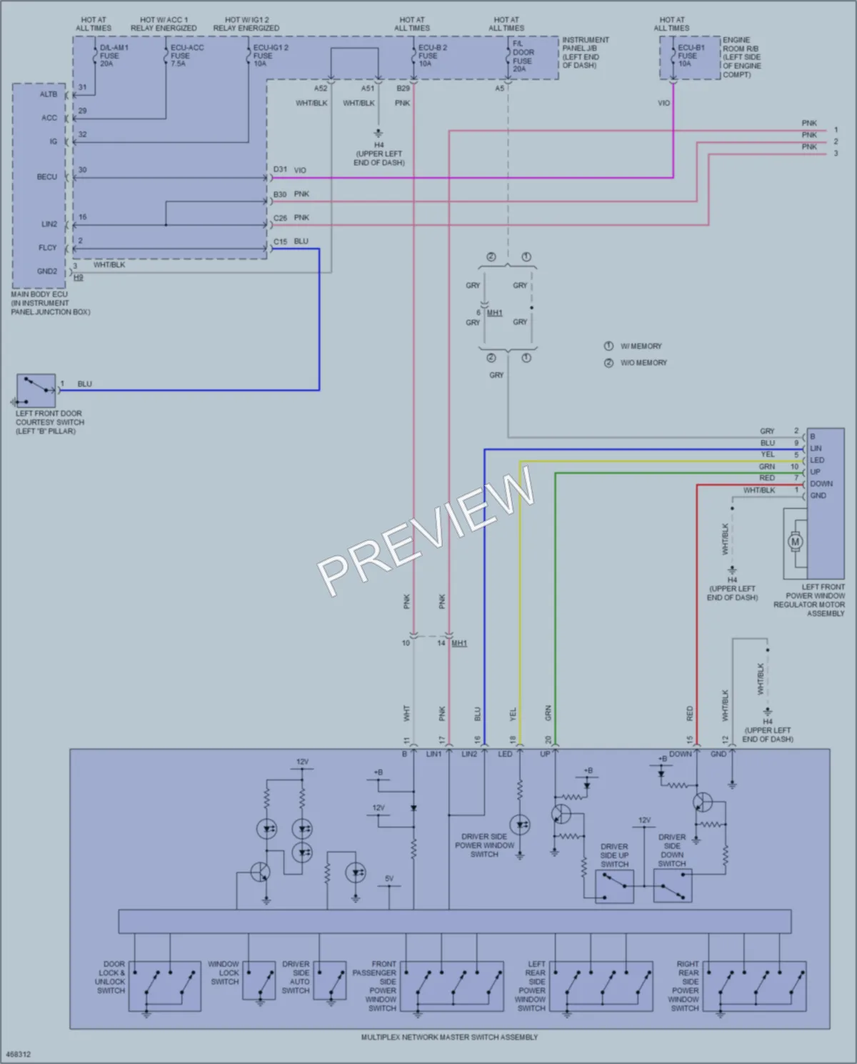 2015 Lexus ES350 Power Windows wiring diagram preview