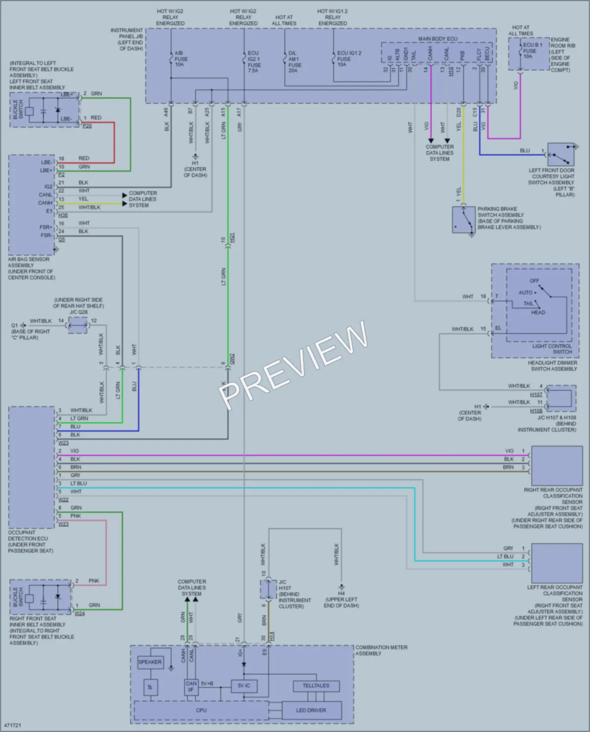 2015 Lexus ES350 Warning Systems wiring diagram preview