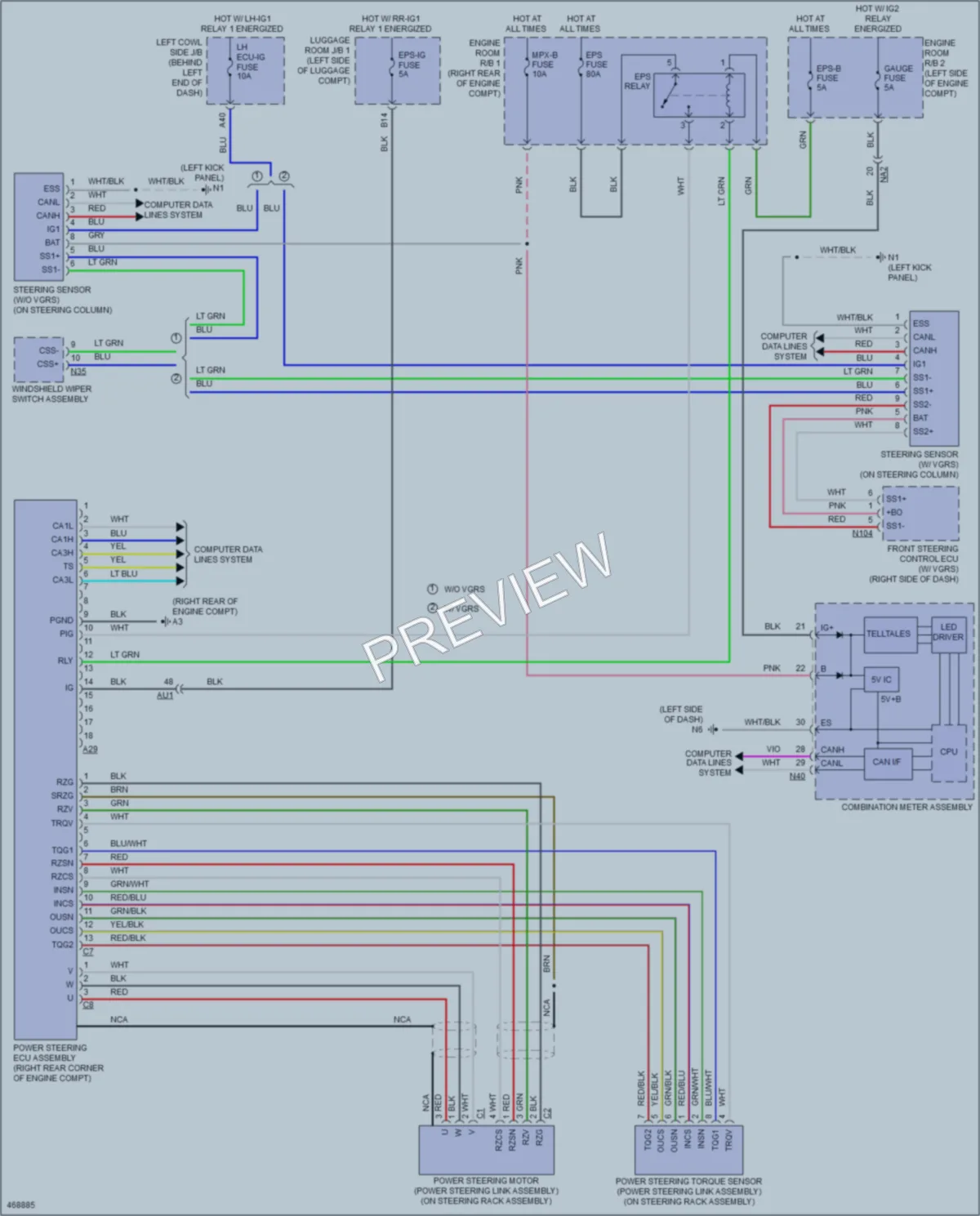 2015 Lexus GS350 Electronic Power Steering wiring diagram preview