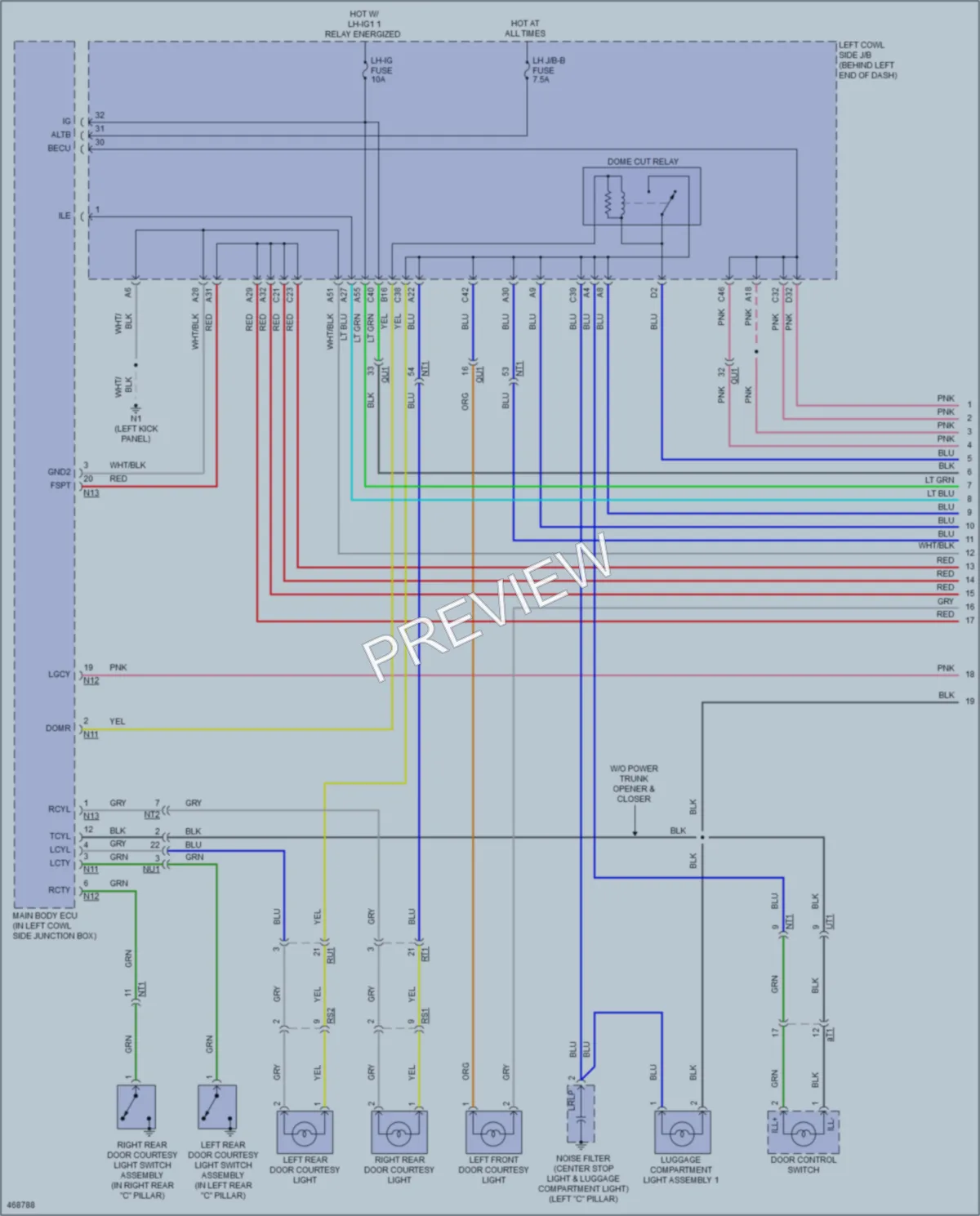 2015 Lexus GS350 Interior Lights wiring diagram preview