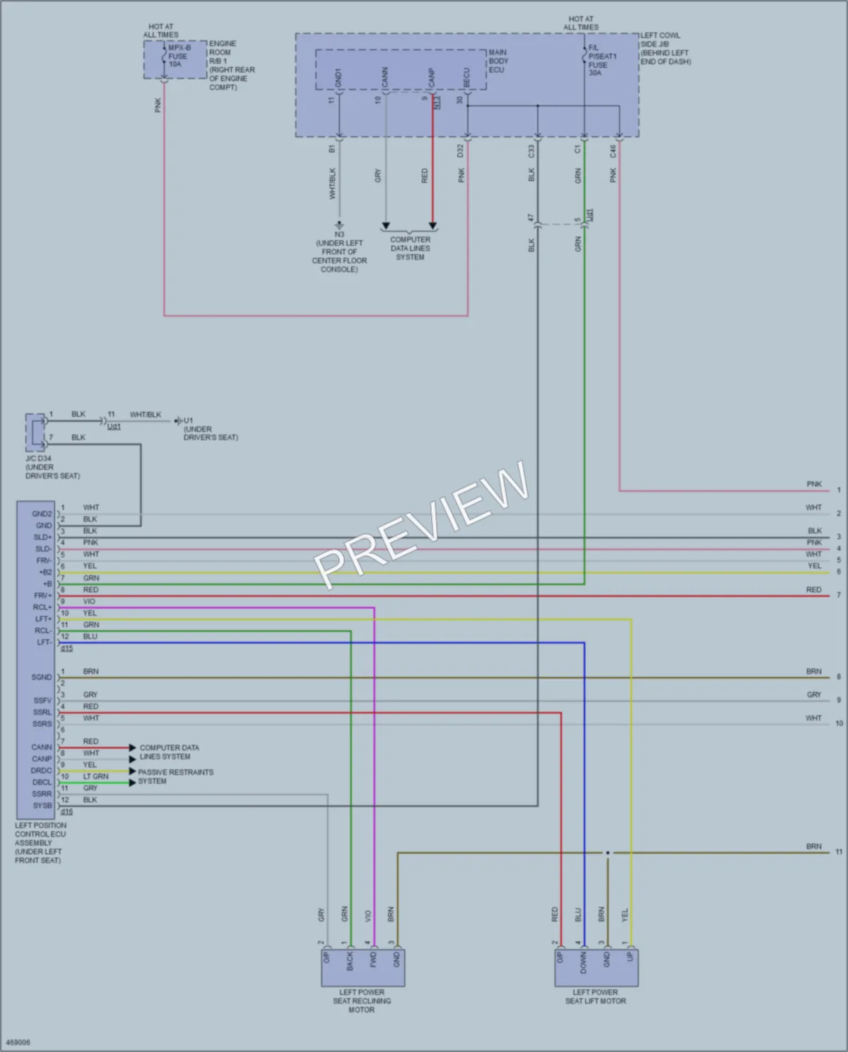2015 Lexus GS350 Memory Systems wiring diagram preview