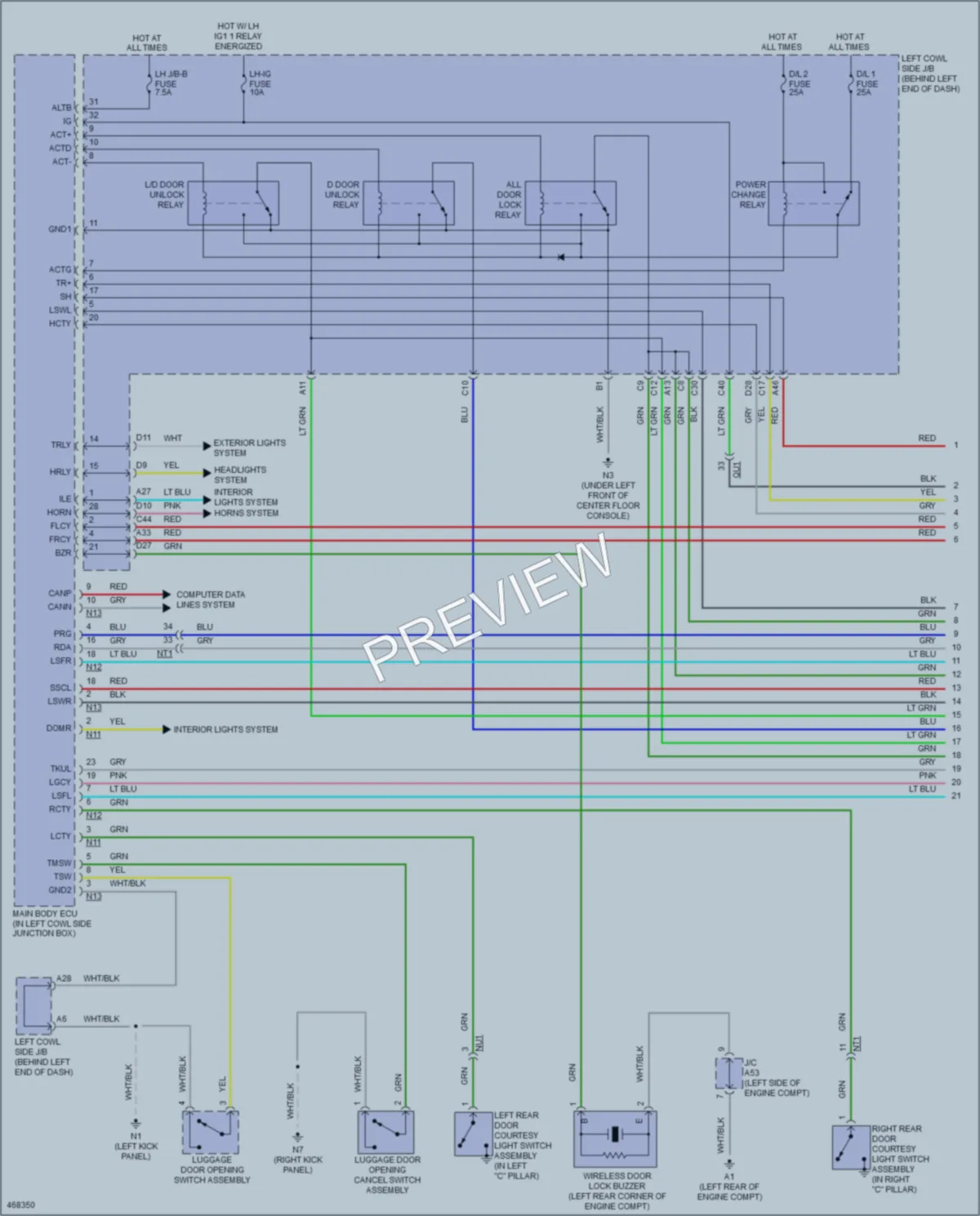 2015 Lexus GS350 Power Door Locks wiring diagram preview