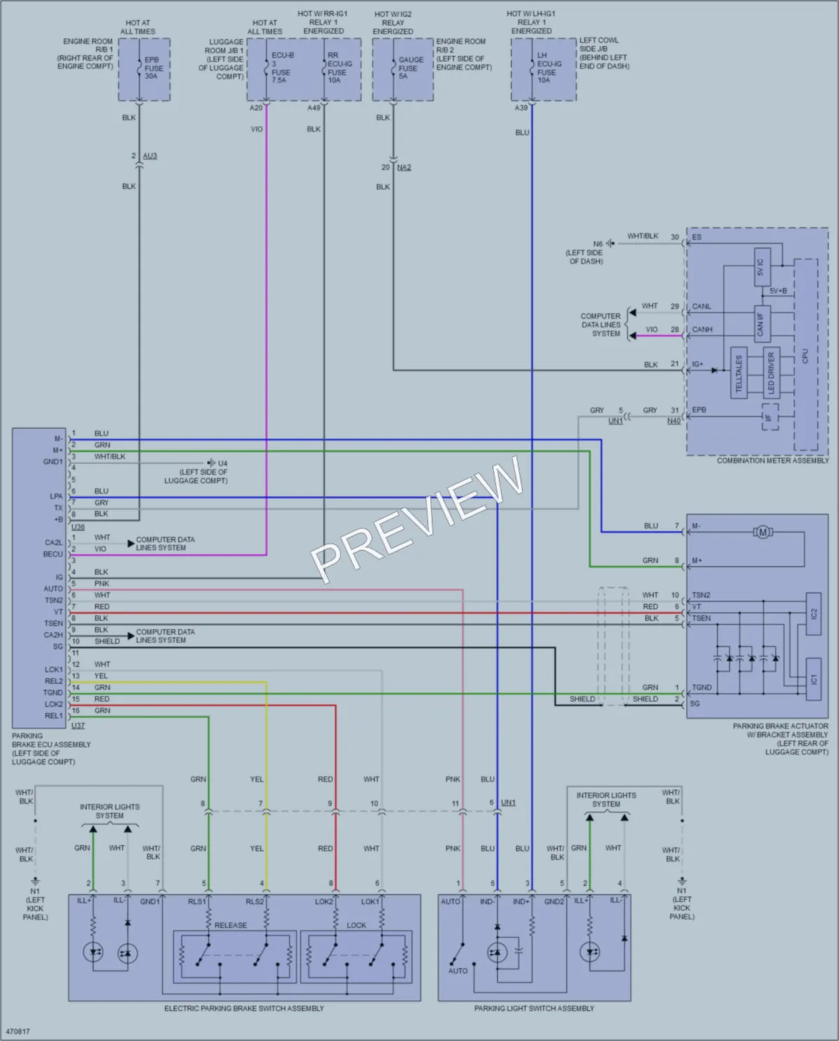 2015 Lexus GS350 Shift Interlock wiring diagram preview