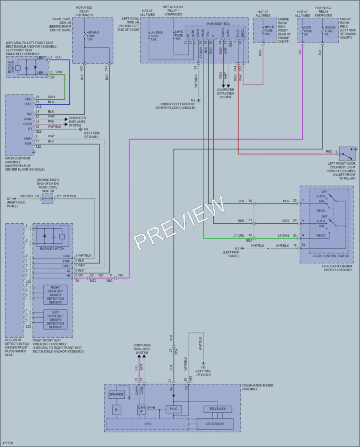 2015 Lexus GS350 Warning Systems wiring diagram preview