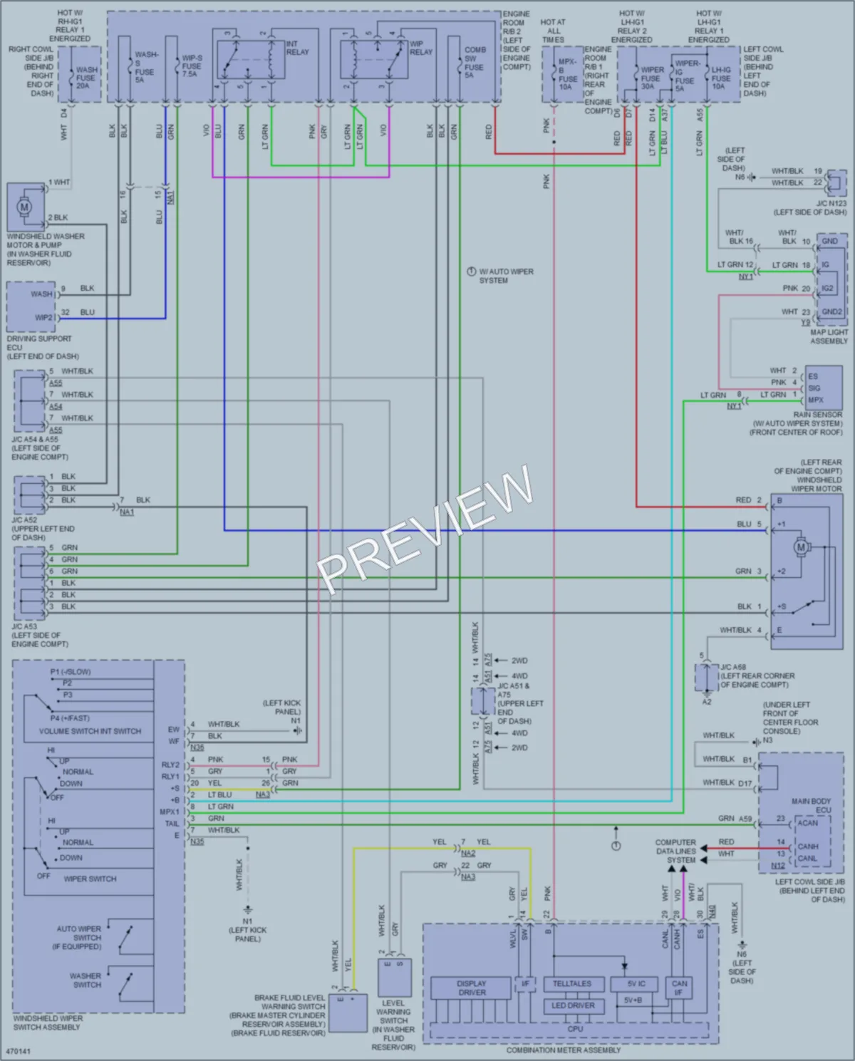 2015 Lexus GS350 Wiper Washer wiring diagram preview