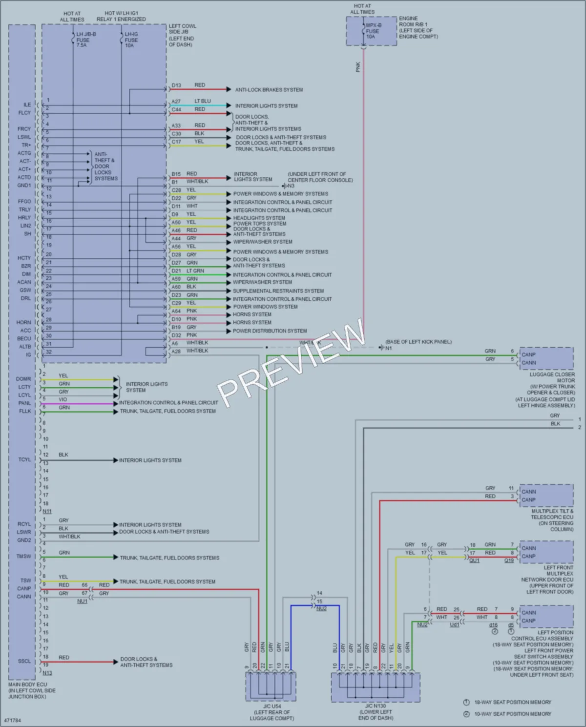 2015 Lexus GS450h Body Control Modules wiring diagram preview