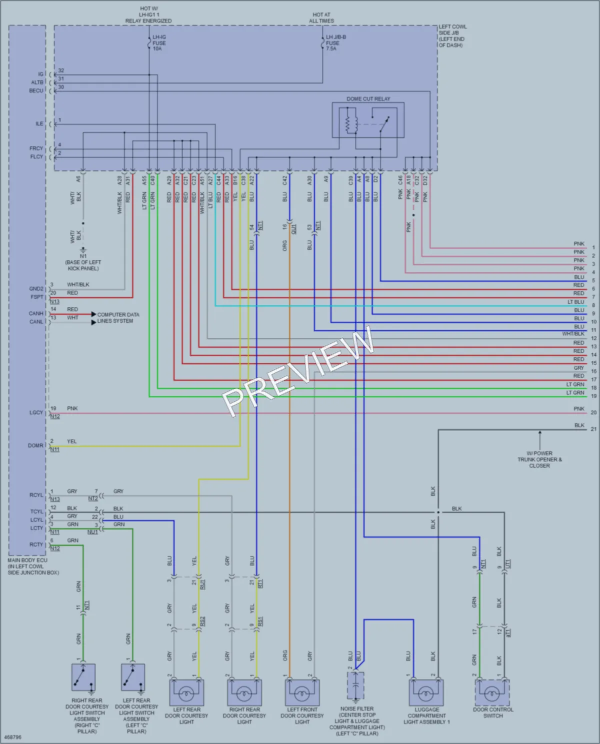 2015 Lexus GS450h Interior Lights wiring diagram preview