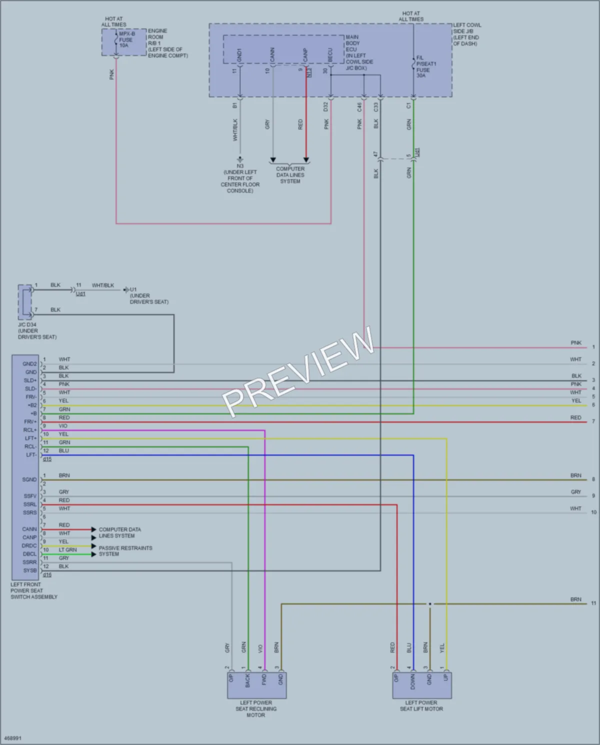 2015 Lexus GS450h Memory Systems wiring diagram preview