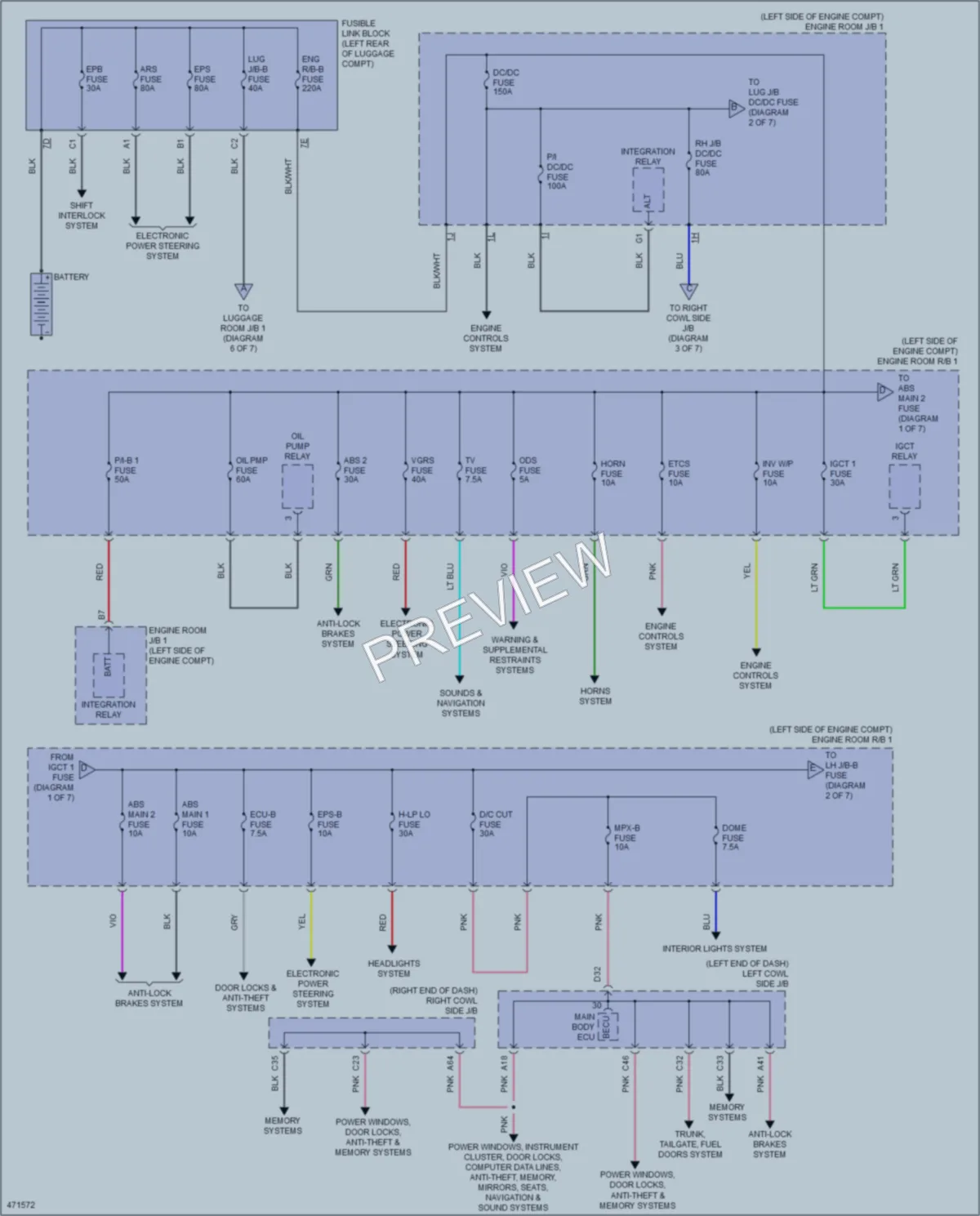 2015 Lexus GS450h Power Distribution wiring diagram preview