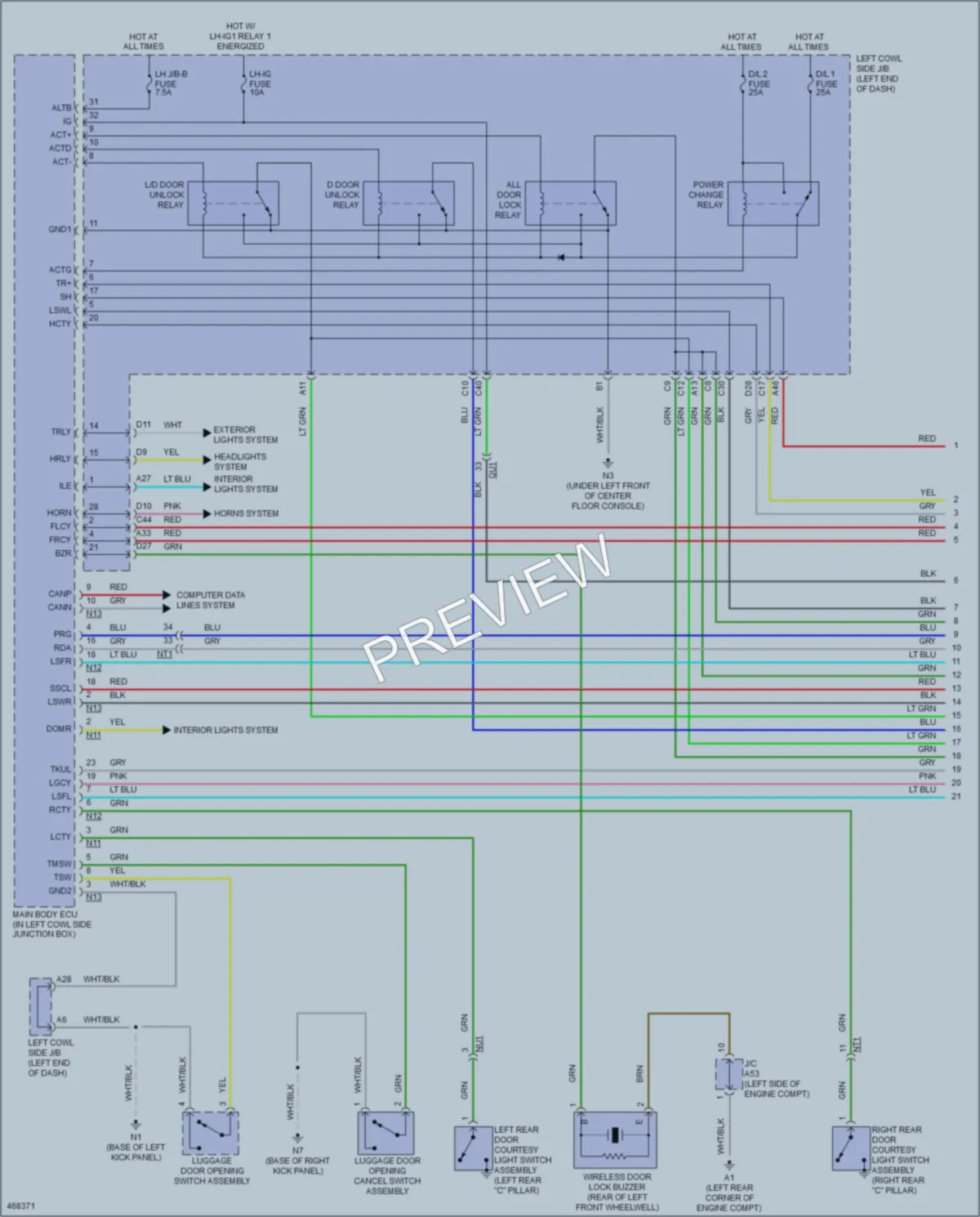 2015 Lexus GS450h Power Door Locks wiring diagram preview