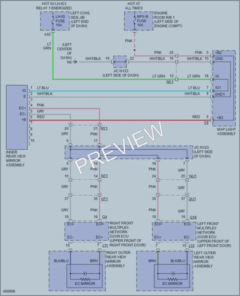 2015 Lexus GS450h Power Mirrors wiring diagram preview