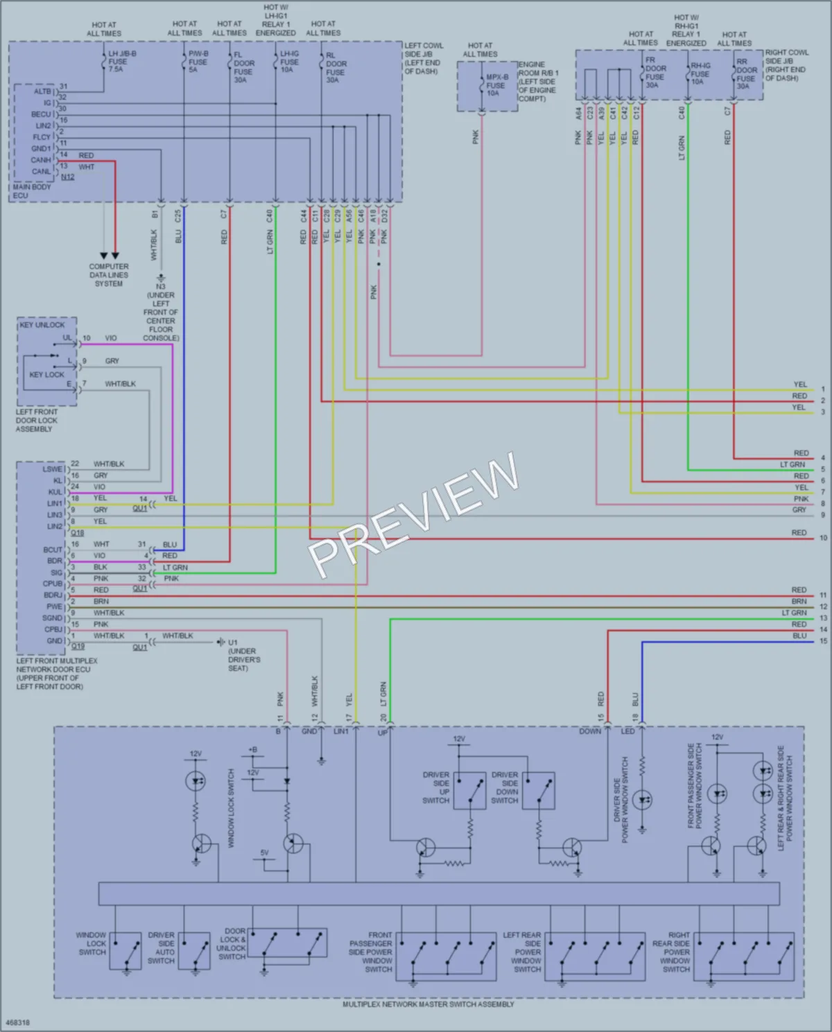2015 Lexus GS450h Power Windows wiring diagram preview