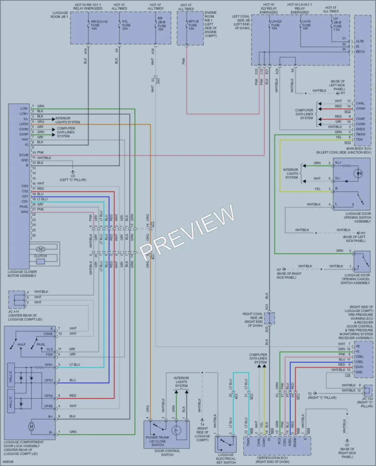 2015 Lexus GS450h Trunk Tailgate Fuel Door wiring diagram preview