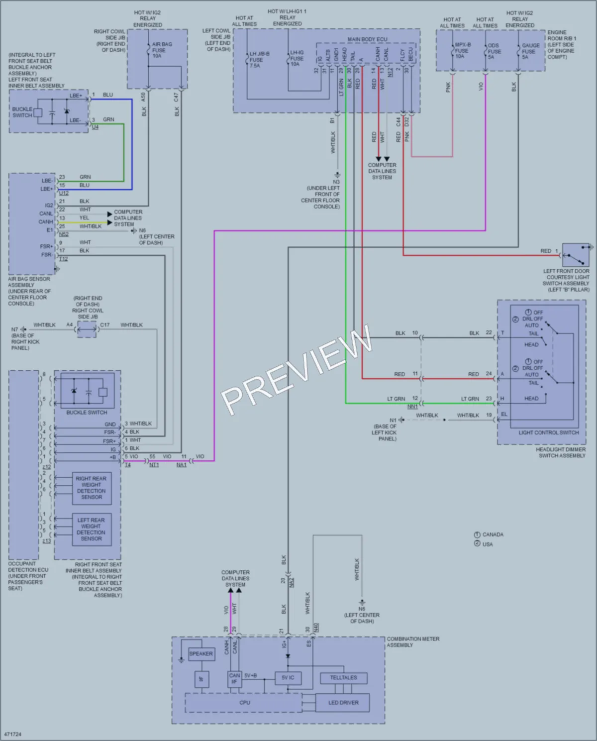 2015 Lexus GS450h Warning Systems wiring diagram preview