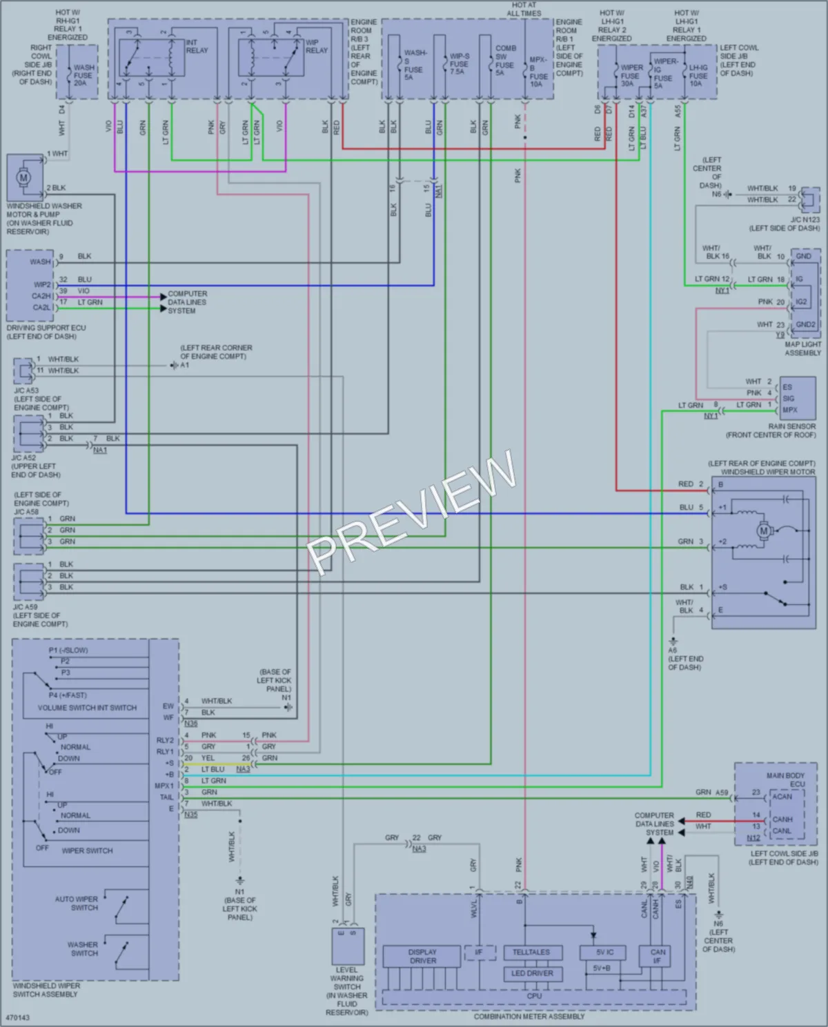 2015 Lexus GS450h Wiper Washer wiring diagram preview