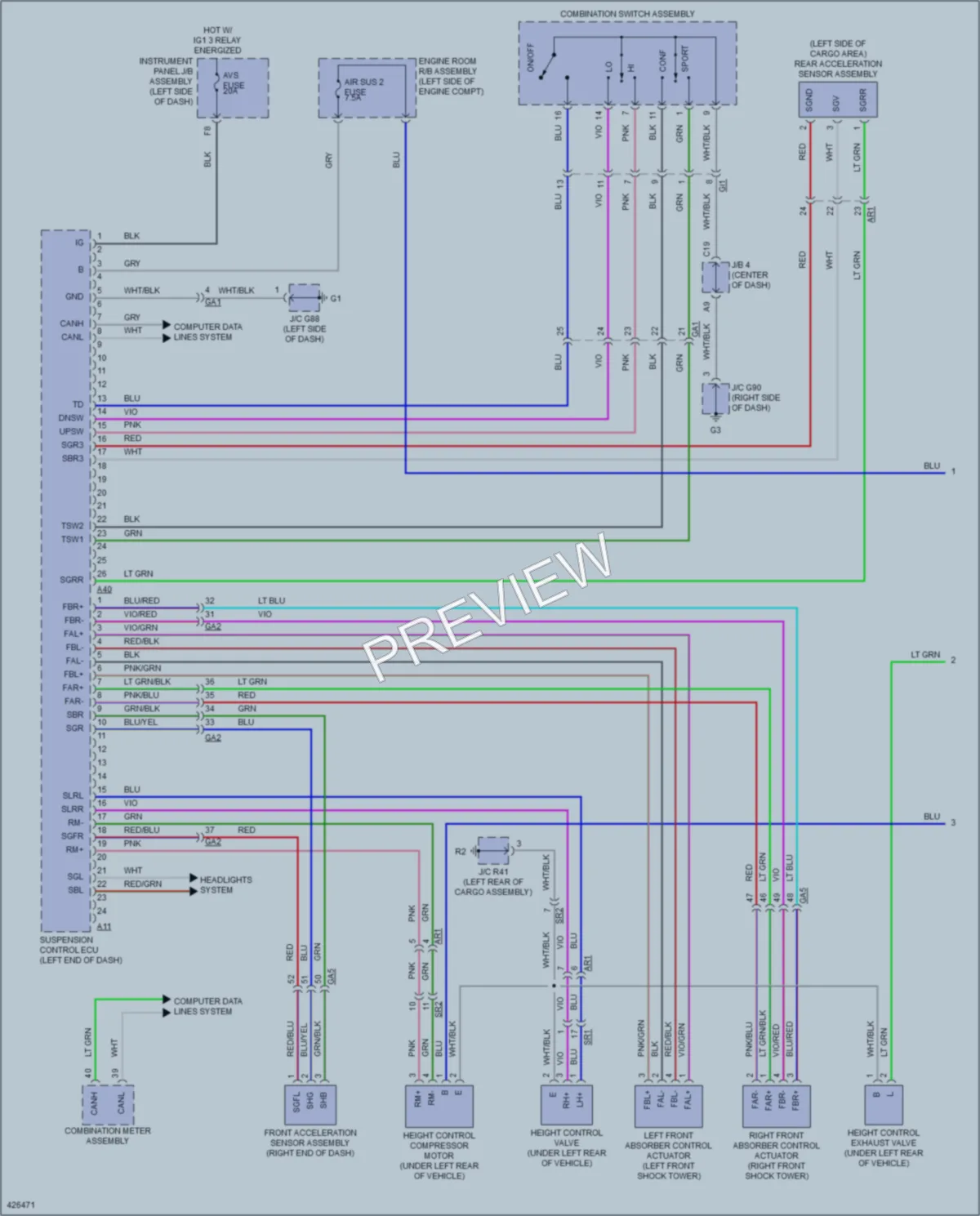 2015 Lexus GX460 Electronic Suspension wiring diagram preview