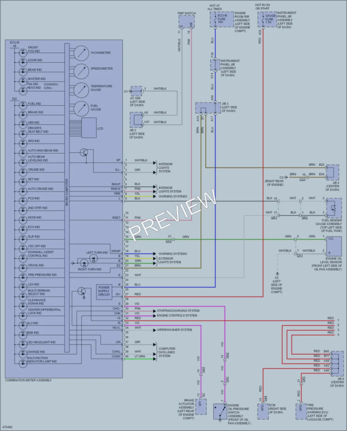 2015 Lexus GX460 Instrument Cluster wiring diagram preview