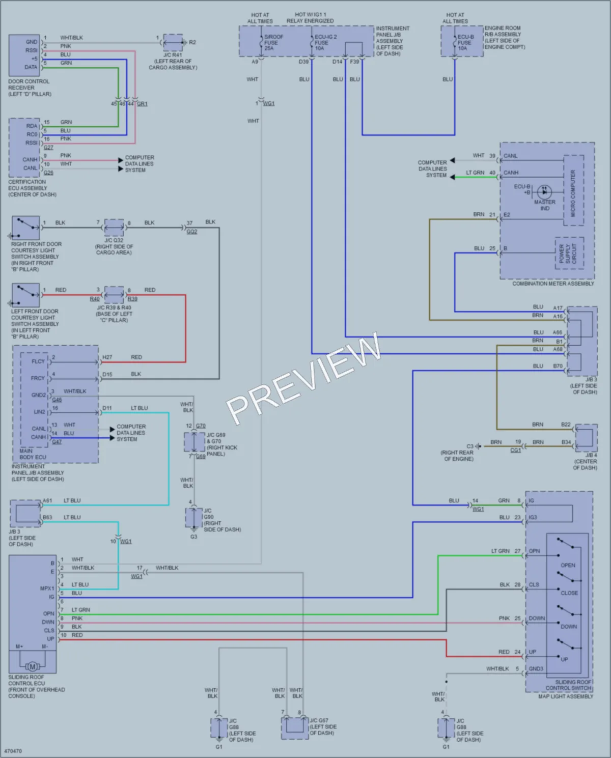2015 Lexus GX460 Power Top Sunroof wiring diagram preview