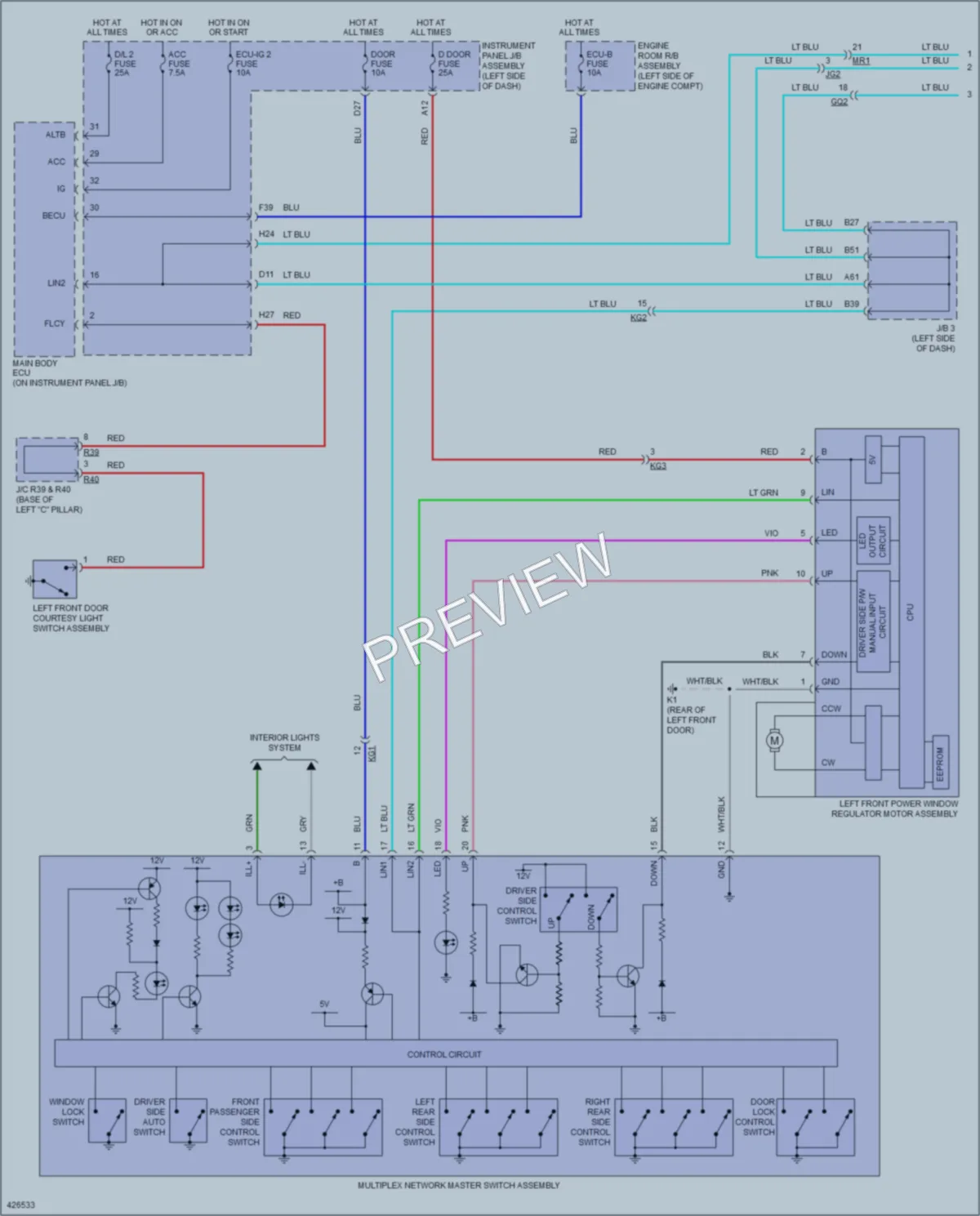 2015 Lexus GX460 Power Windows wiring diagram preview