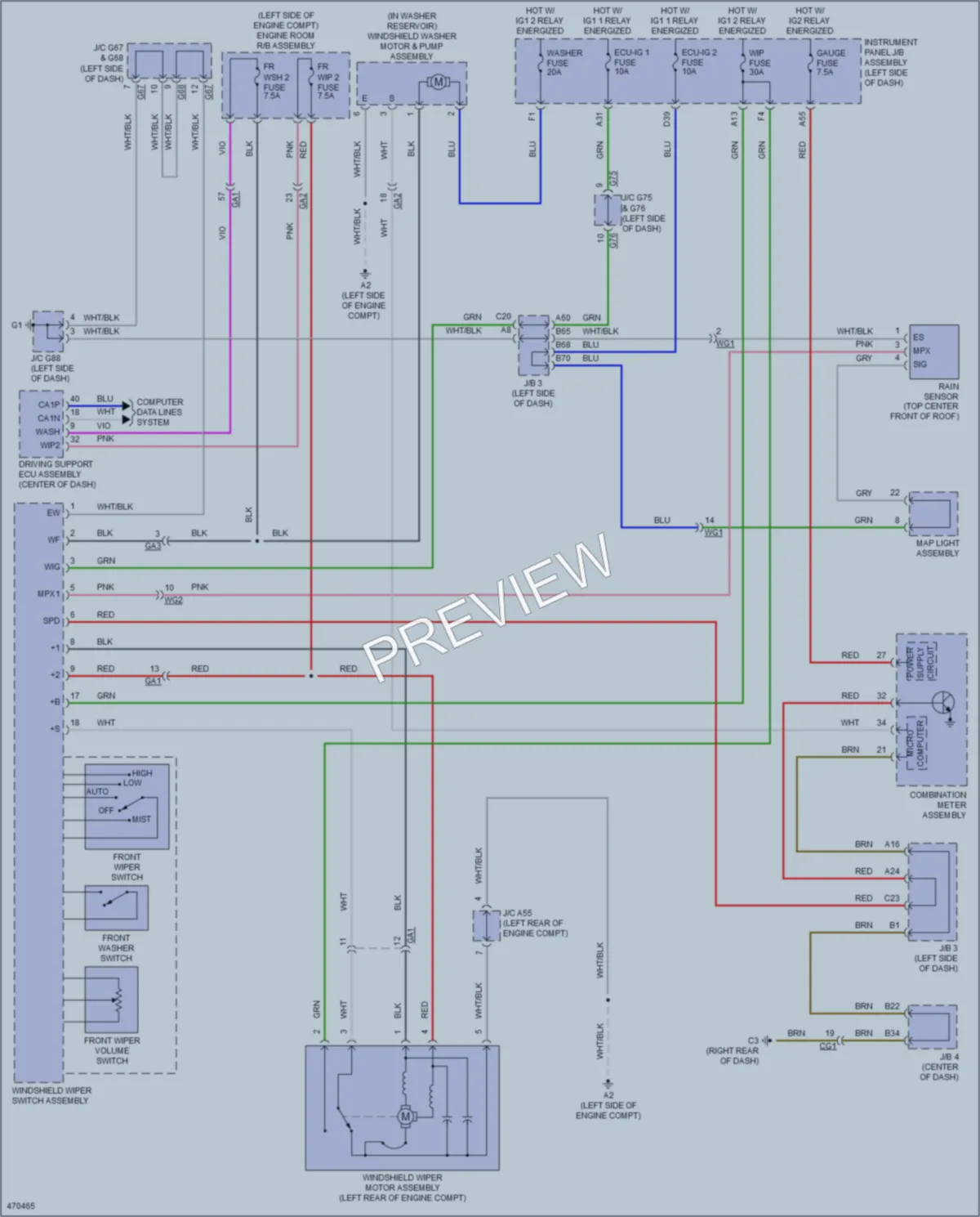 2015 Lexus GX460 Wiper Washer wiring diagram preview