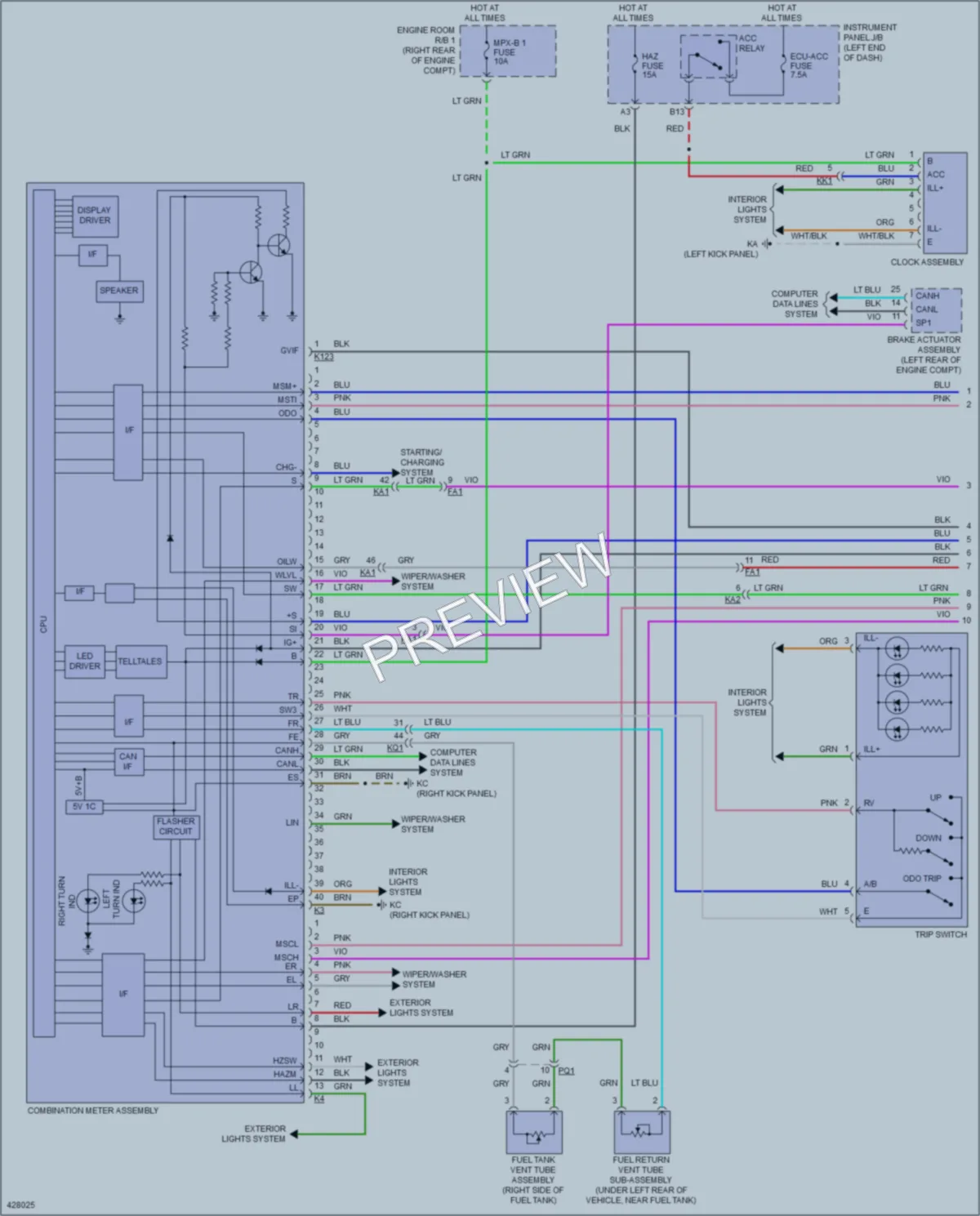 2015 Lexus IS250 Instrument Cluster wiring diagram preview
