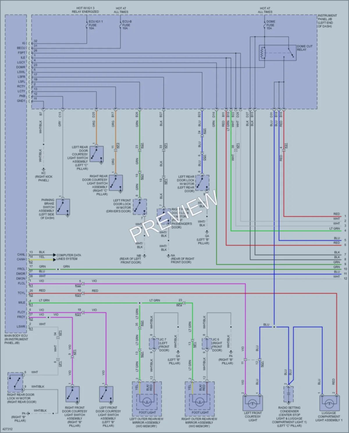 2015 Lexus IS250 Interior Lights wiring diagram preview