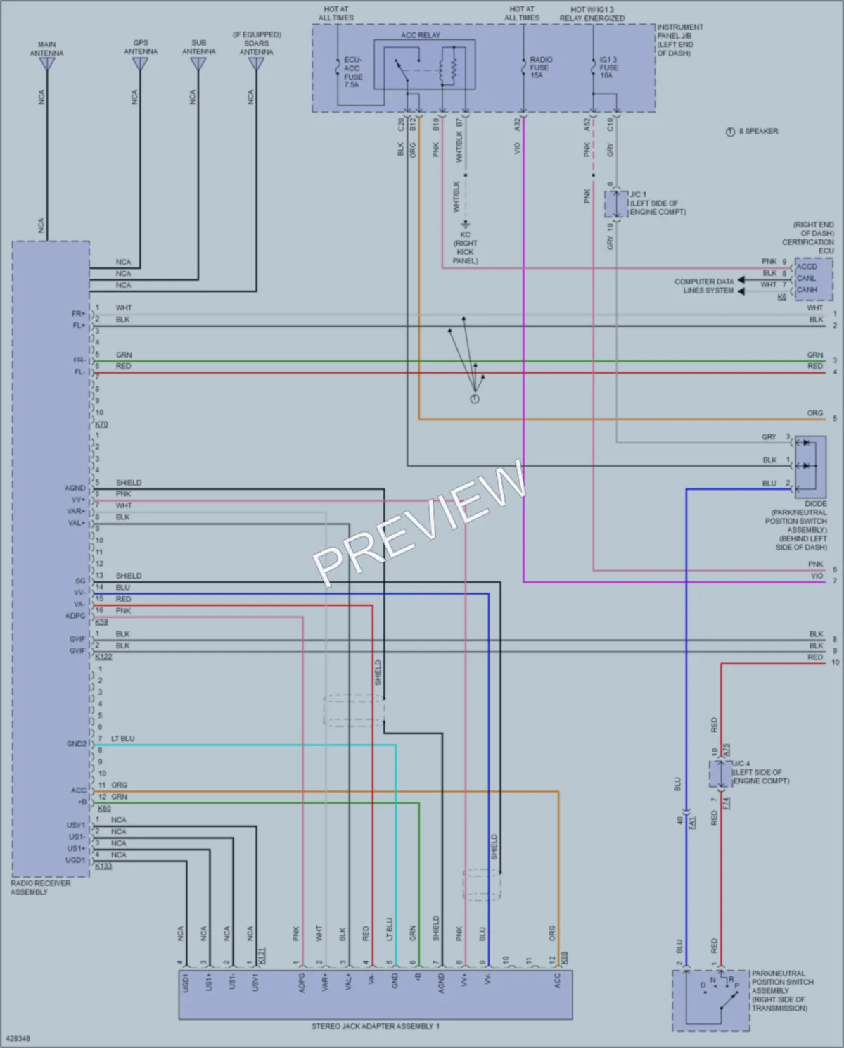 2015 Lexus IS250 Radio wiring diagram preview