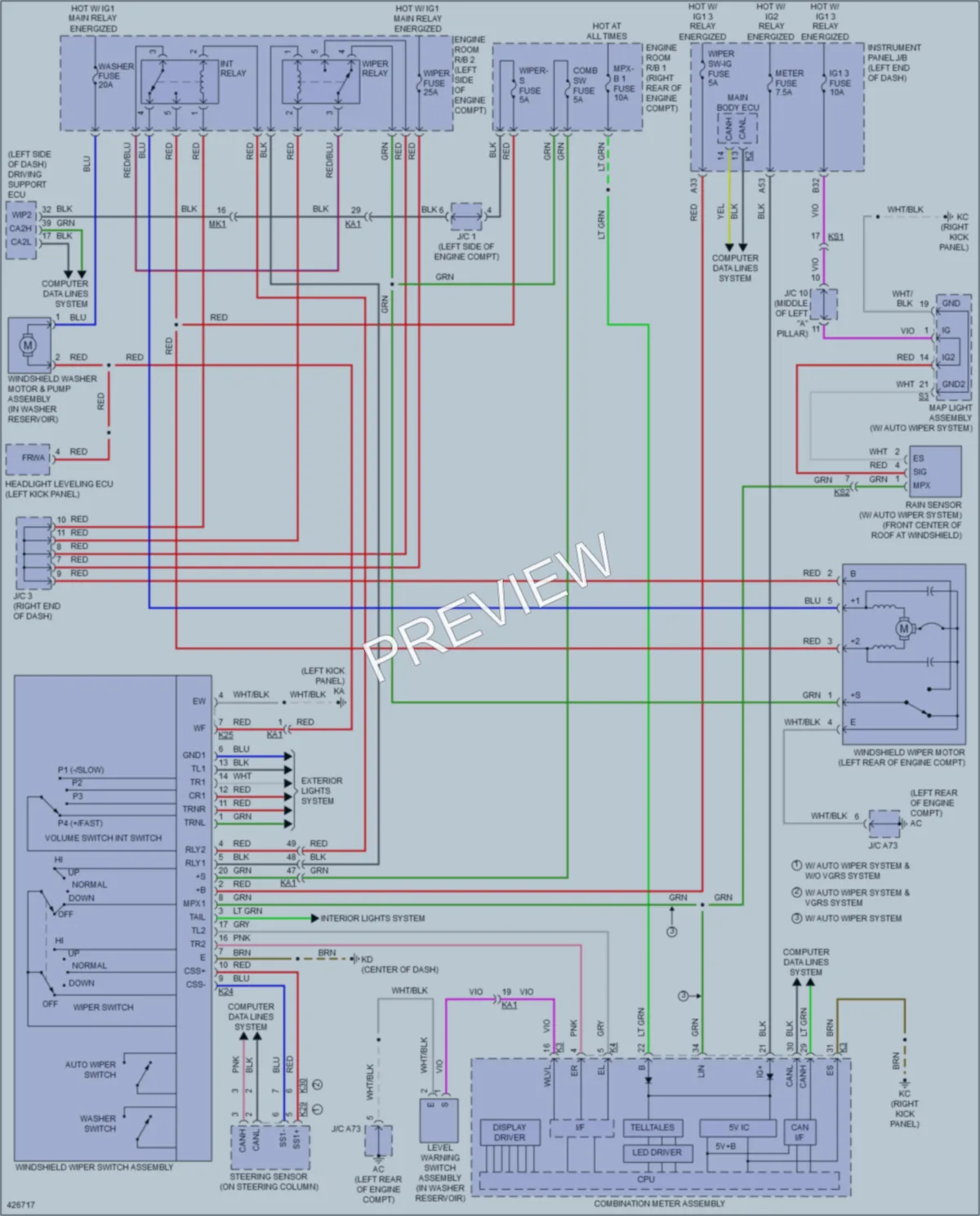 2015 Lexus IS250 Wiper Washer wiring diagram preview