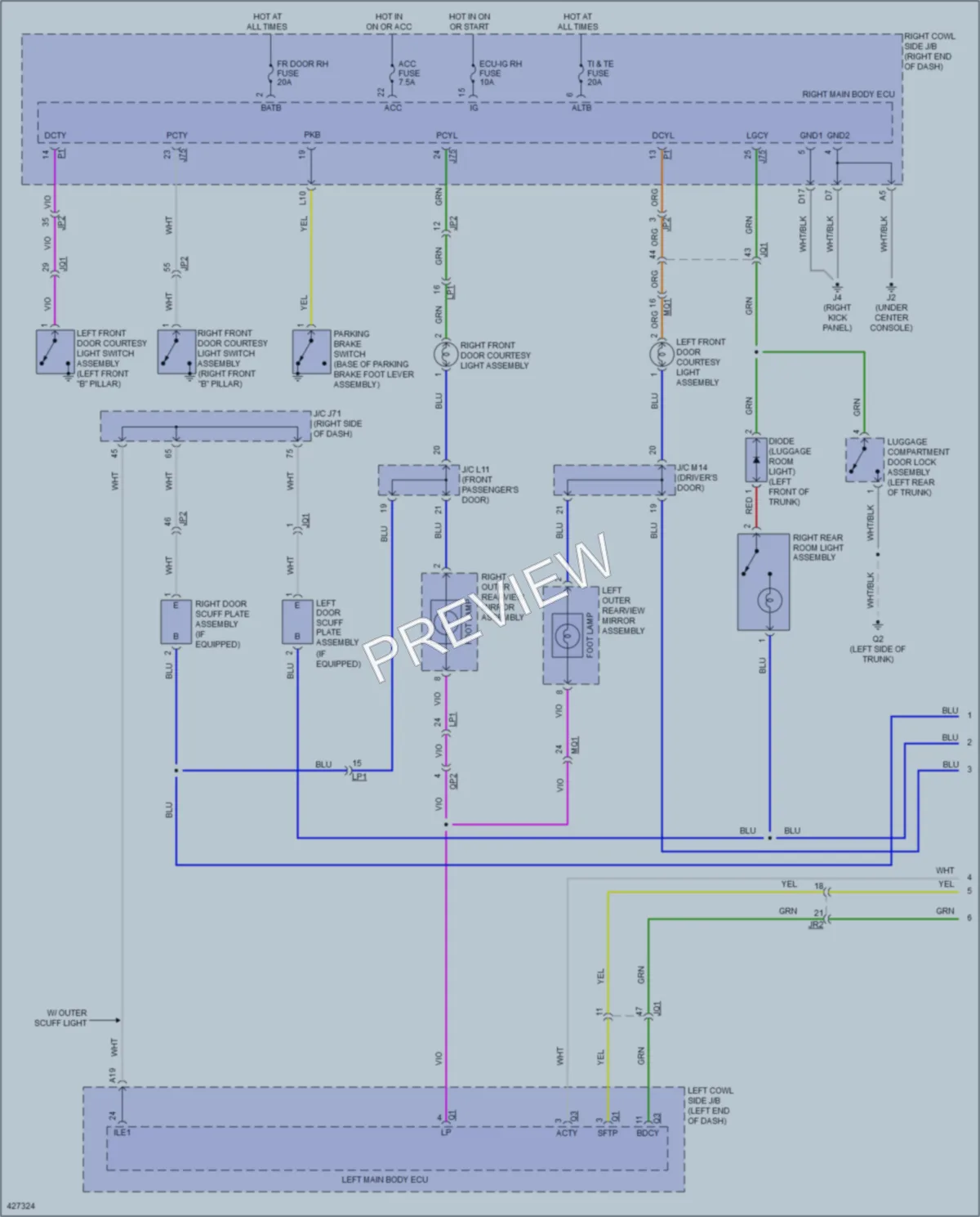 2015 Lexus IS250C Interior Lights wiring diagram preview