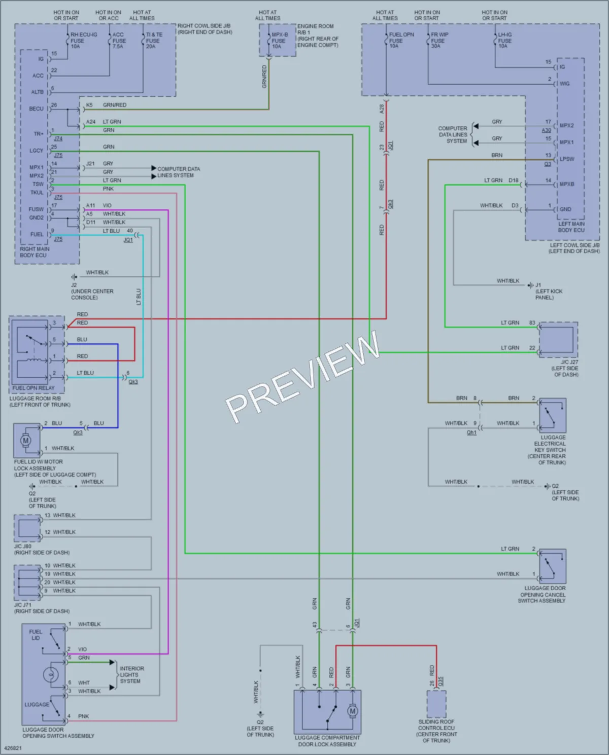 2015 Lexus IS250C Trunk Tailgate Fuel Door wiring diagram preview