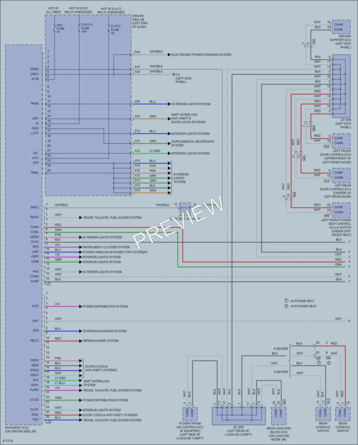 2015 Lexus LS460 Body Control Modules wiring diagram preview
