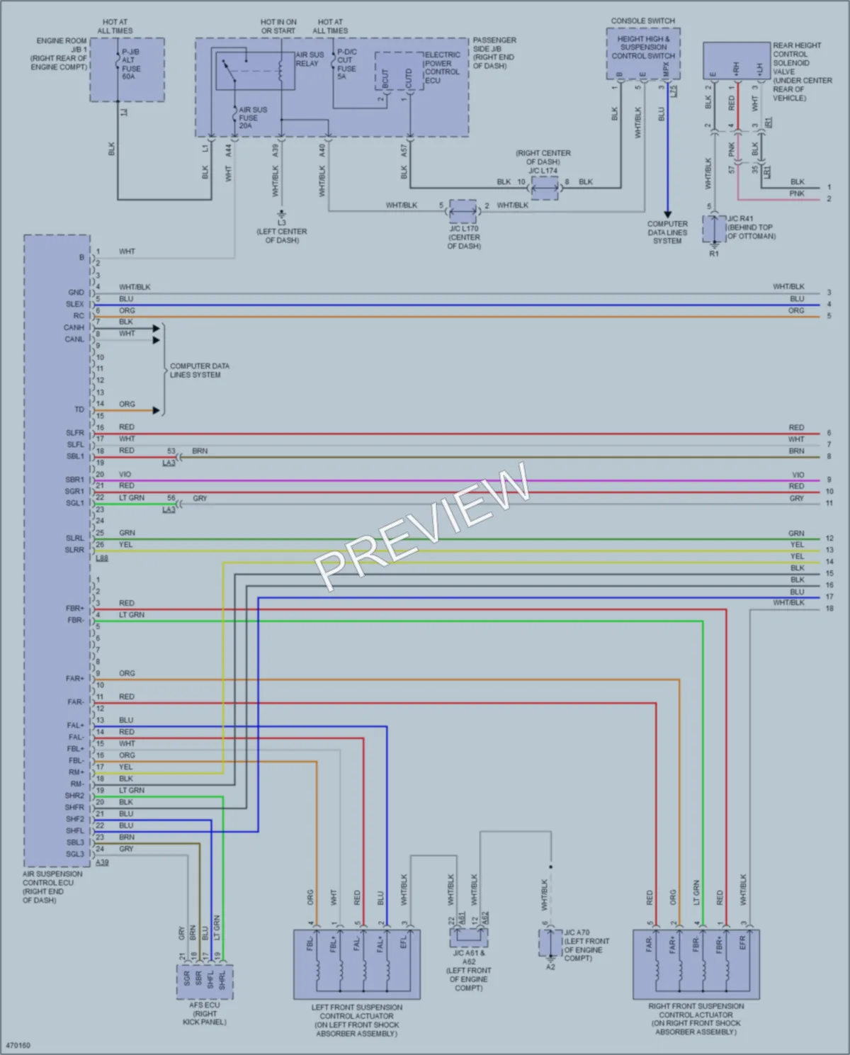 2015 Lexus LS460 Electronic Suspension wiring diagram preview