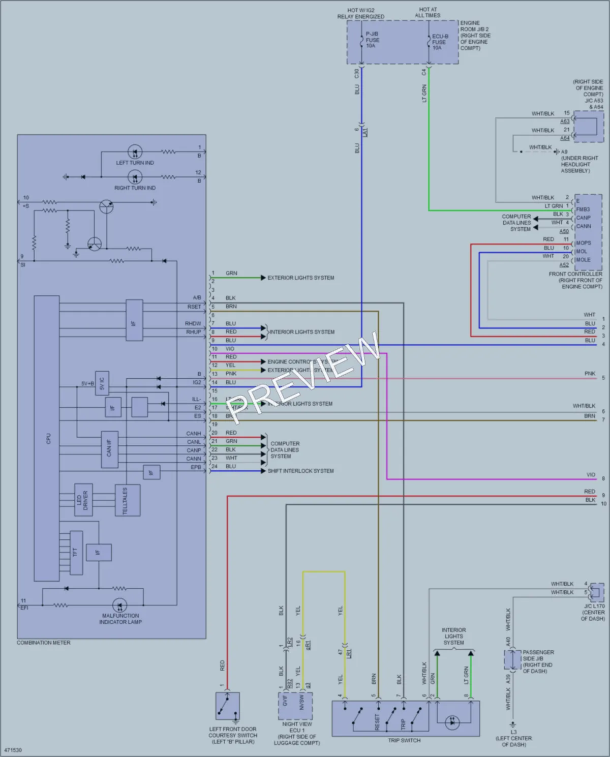 2015 Lexus LS460 Instrument Cluster wiring diagram preview