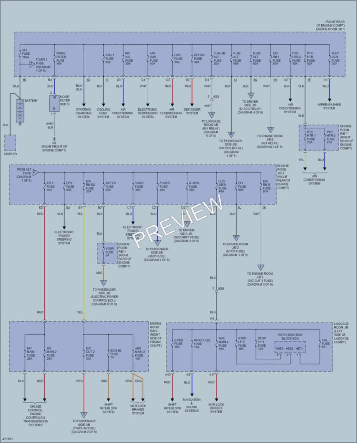 2015 Lexus LS460 Power Distribution wiring diagram preview