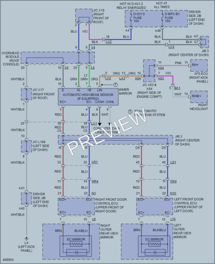 2015 Lexus LS460 Power Mirrors wiring diagram preview