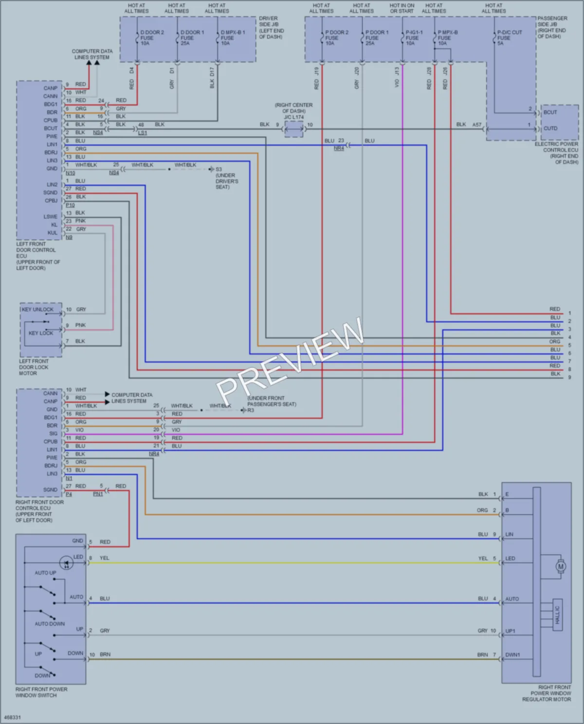 2015 Lexus LS460 Power Windows wiring diagram preview